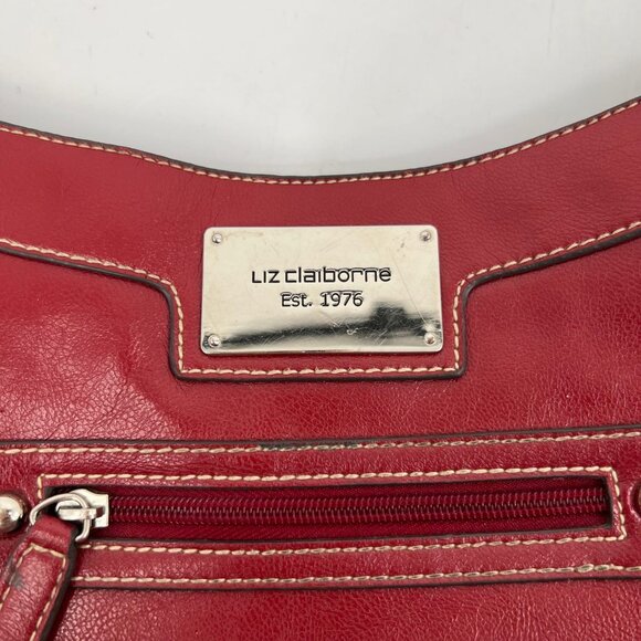 Liz Claiborne Red Faux Leather Shoulder Bag | Small Size - Picture 3 of 12